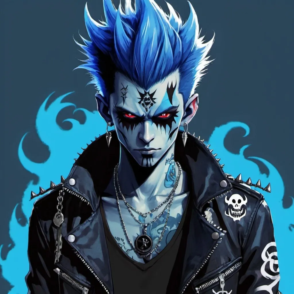 Punk,demon man, blue, cool, anime