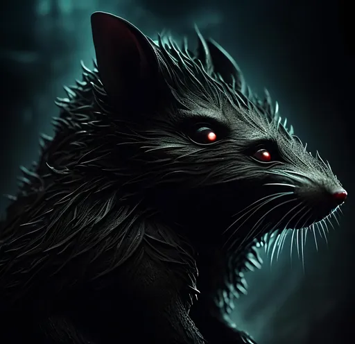 Prompt: Intense digital illustration of a Hamas rat, dark and ominous atmosphere, detailed fur, intricate Islamic patterns, realistic, high-quality digital art, intense and focused gaze, dark tones, ominous lighting, detailed, professional, intricate design, realistic fur, Islamic patterns, atmospheric lighting