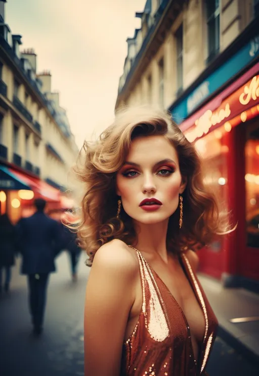 Prompt: Glamour photography of woman in paris in the style of Guy Aroch