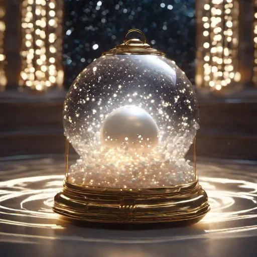 Prompt: Galaxies in the spiral universe in the shape of Glowing White Big Pearl shimmers in Glowing crystal Glass Lantern laying on Big Universe, its light radiating outward in a brilliant display of stars, illuminating the darkness of the night, octane render, backlit, golden glow, cinematic.