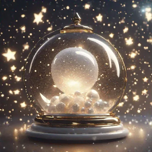 Prompt: Galaxies in the spiral universe in the shape of Glowing White Big Pearl shimmers in Glowing crystal Glass Lantern laying on Big Universe, its light radiating outward in a brilliant display of stars, illuminating the darkness of the night, octane render, backlit, golden glow, cinematic.