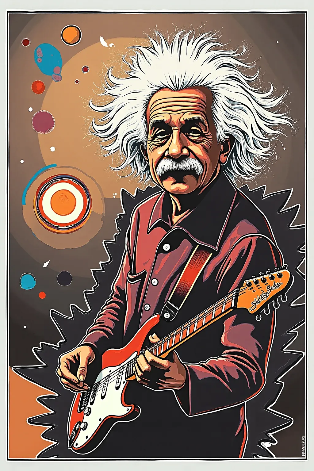 Prompt: Albert Einstein playing electric guitar