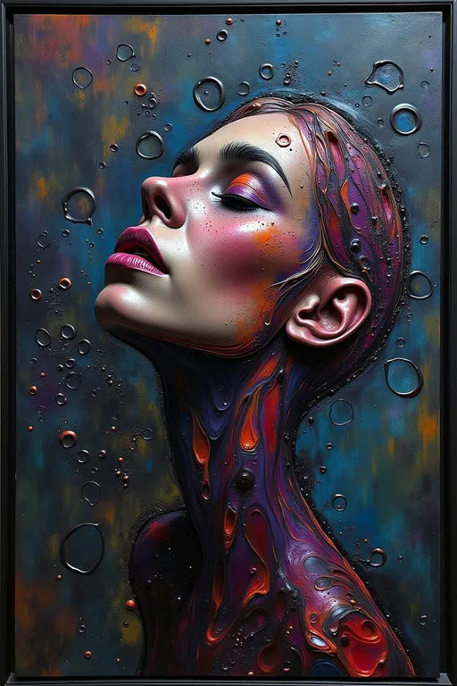 Prompt: (lyrical abstraction), a striking oil painting masterpiece filled with muted colors, surrounded by a thin, narrow black frame, depicting a unique portrait representation of a person. Rich textures and bold strokes, sharp lines, soothing yet intense atmosphere, deep contrasts emphasizing depth, ultra-detailed, evocative and captivating visual experience, blending chaos and harmony. 4K resolution.
































































