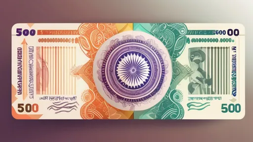 Prompt:  "design of a futuristic currency with abstract patterns" that contain india country currency and generate elements and create ( 500 rupees) and present design