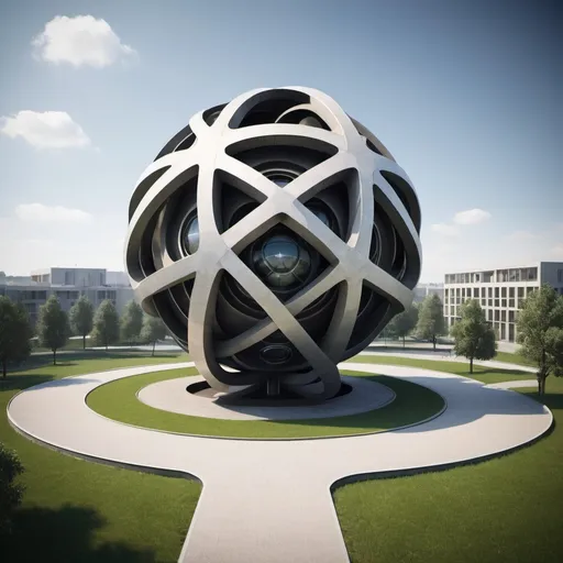 Prompt: Design of an atom-shaped buildingDesign a building in the shape of an atomic nucleus