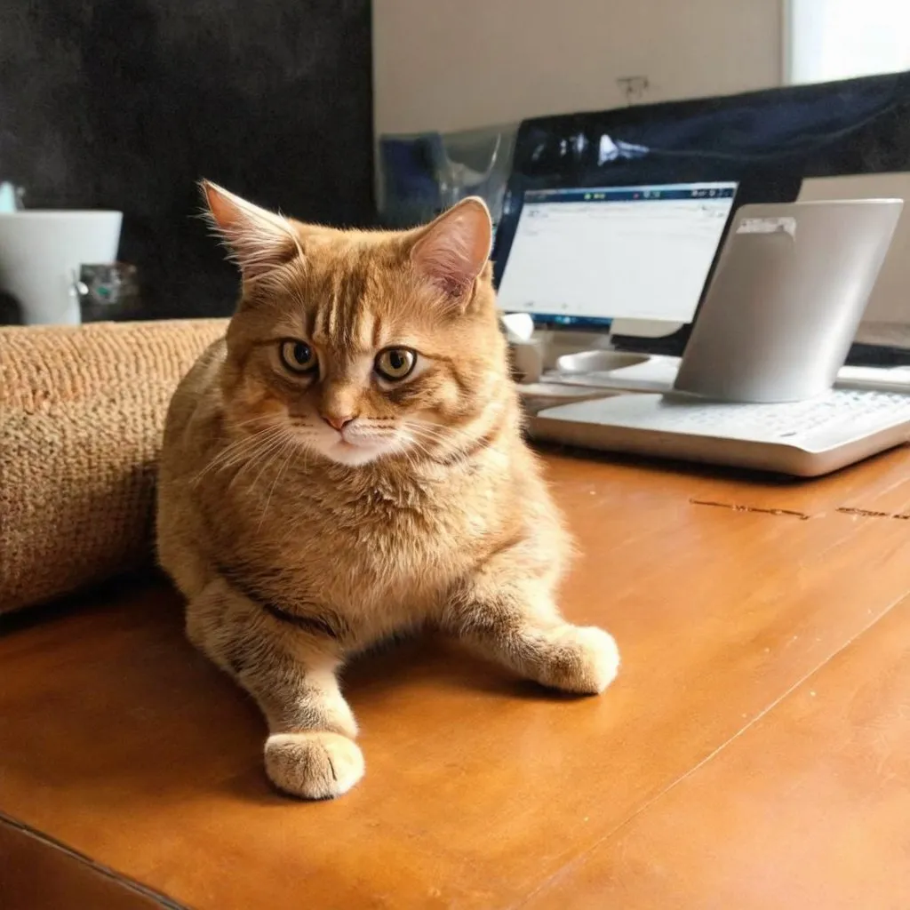 Prompt: un gato que esta sentado en una mesa, realista