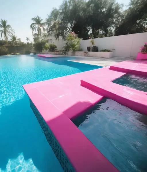 Prompt: change the pool water to pink water 