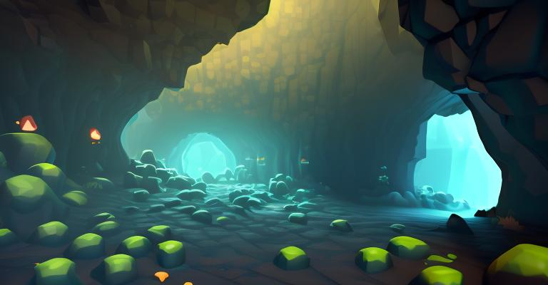 Prompt: A dark cavern background  in the 3d games style