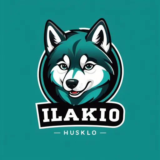 Prompt: Create a logo for an elementary school name Ilalko which has a husky mascot and the school colors teal and black. Give multiple options if possible.