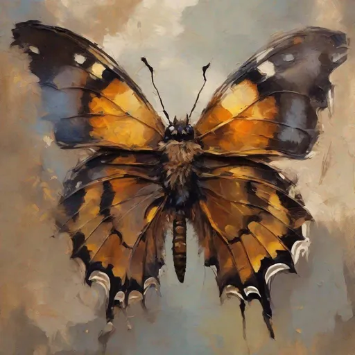 Prompt: oil paint head  baterfly Visible strokes,rough edges,muted colors.Warm lighting neutral backdrop