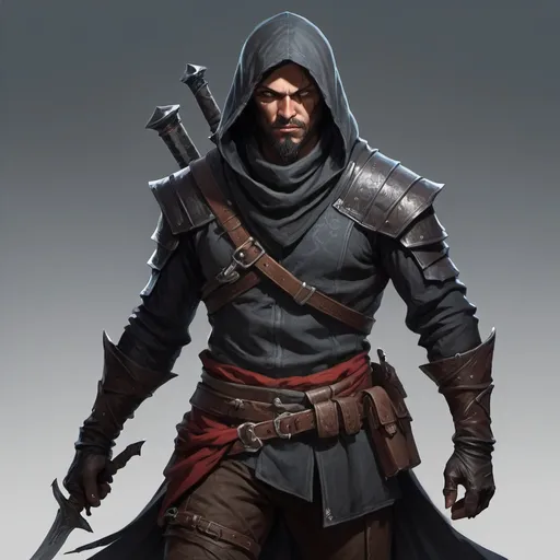 Prompt: Concept art character rogue assassin man with dagger fantasy style