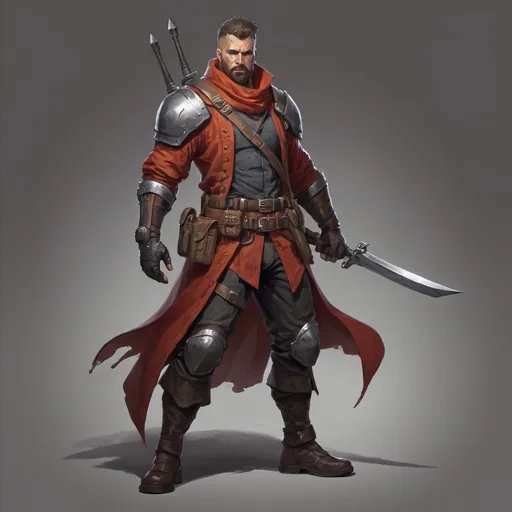 Prompt: Concept art mercenary man fantasy style heroic pose