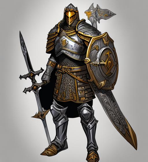 Prompt: Concept art paladin man with sword medieval style