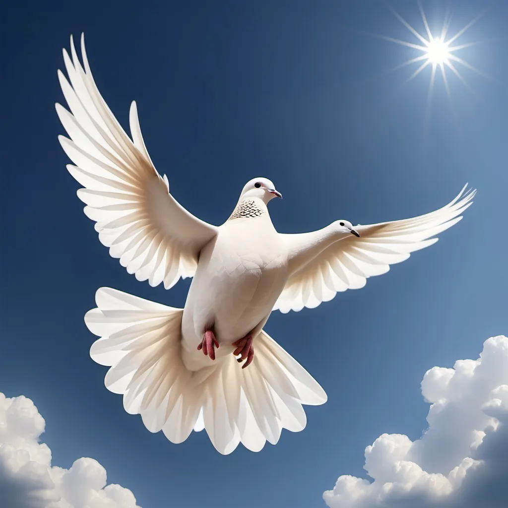 Prompt: Big Dove of peace flying