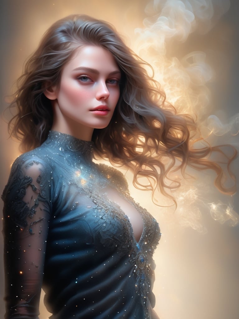 Prompt: a detailed full body portrait of a woman, a beautiful, everything glows, shimmers, a mysterious haze around, small details high image detail 120k, fine detailed drawing, professional photo, HDR, UltraHD, a lot of details, pixel study, 3D, detail, photorealism, 