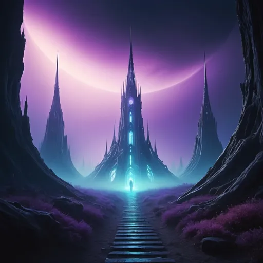 Prompt: Background of weird sci-fantasy, cool tones with the words "Enter the SPIRE" with the time 00:11:59:58 below is digital readout