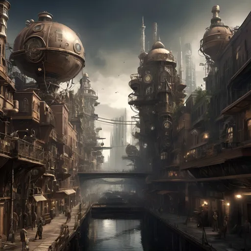 Prompt: Imagine a city in the year 2030 that has experienced an apocalypse, merging steampunk design elements with dystopian themes. Describe the environment, architecture, and atmosphere of this unique urban landscape, focusing on the intricate details of technology, societal adaptations, and visual aesthetics that characterize this steampunk-inspired world. Include potential societal structures, notable locations, and how the residents have adjusted to their new reality. 
- Consider the effects of the apocalypse on the infrastructure—what remains and what is newly created using steampunk technology?
- Reflect on the interactions between people and machinery in this setting. 
- Explore the juxtaposition of elegance and decay in both the buildings and landscapes.