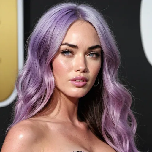 Prompt: Megan Fox with lavender hair