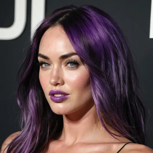 Prompt: Megan Fox with purple hair
