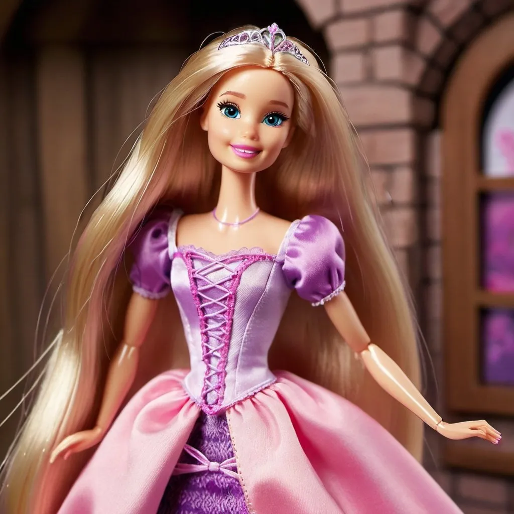 Prompt: Rapunzel Barbie doll