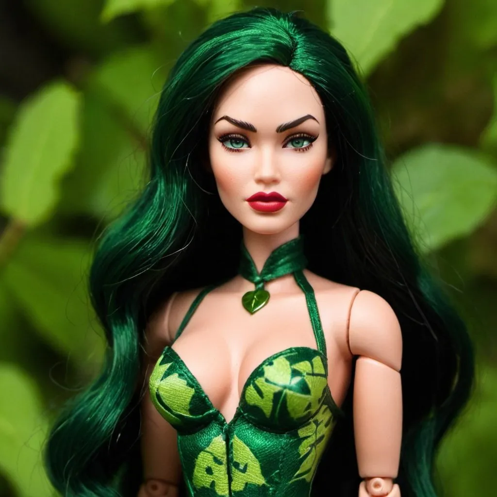 Prompt: Megan Fox as a Poison Ivy doll