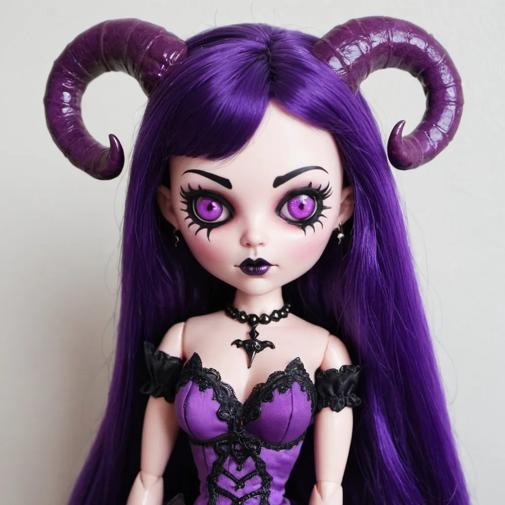 Prompt: Purple succubus doll