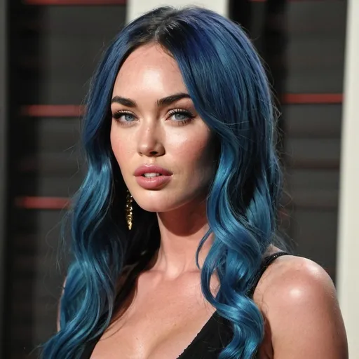 Prompt: Megan Fox with blue hair