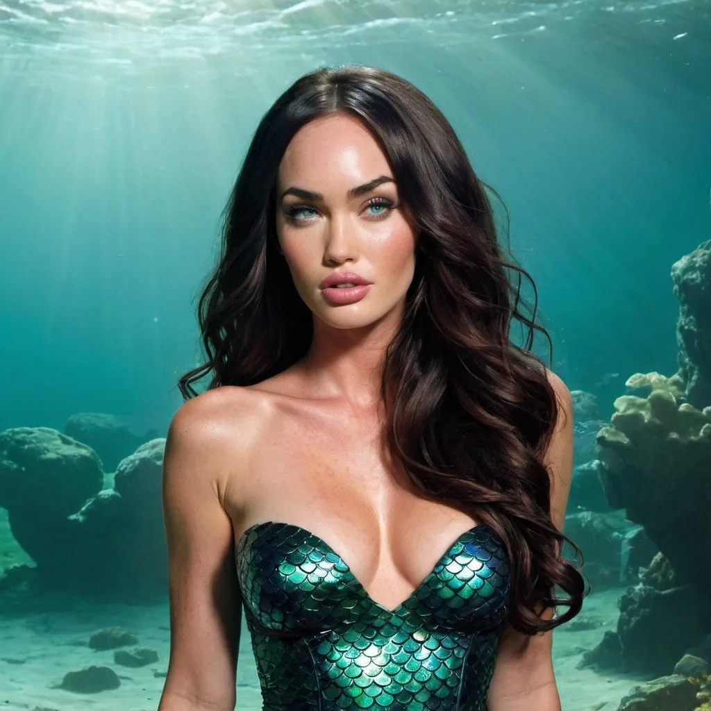 Prompt: Megan Fox as a mermaid 