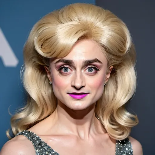 Prompt: Daniel Radcliffe as a drag queen with blonde hair 