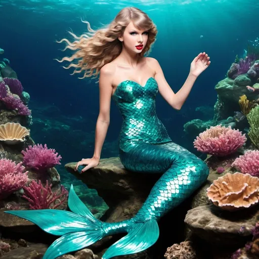 Prompt: Taylor Swift as a mermaid 