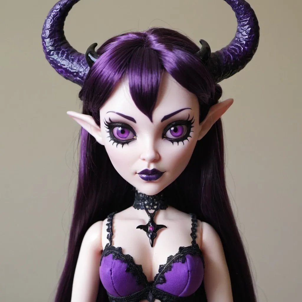 Prompt: Purple succubus doll