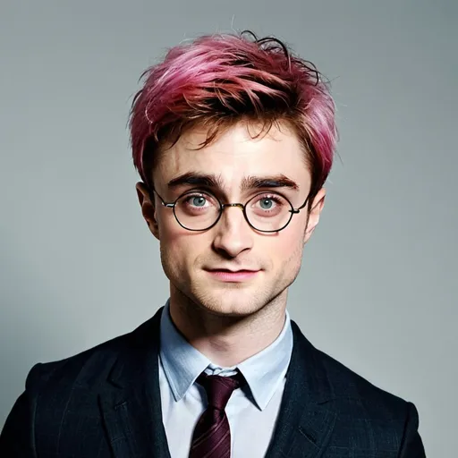 Prompt: Daniel Radcliffe with pink hair
