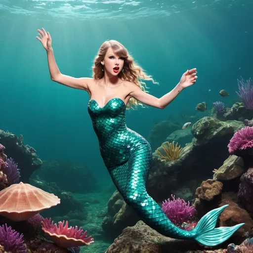 Prompt: Taylor Swift as a mermaid 