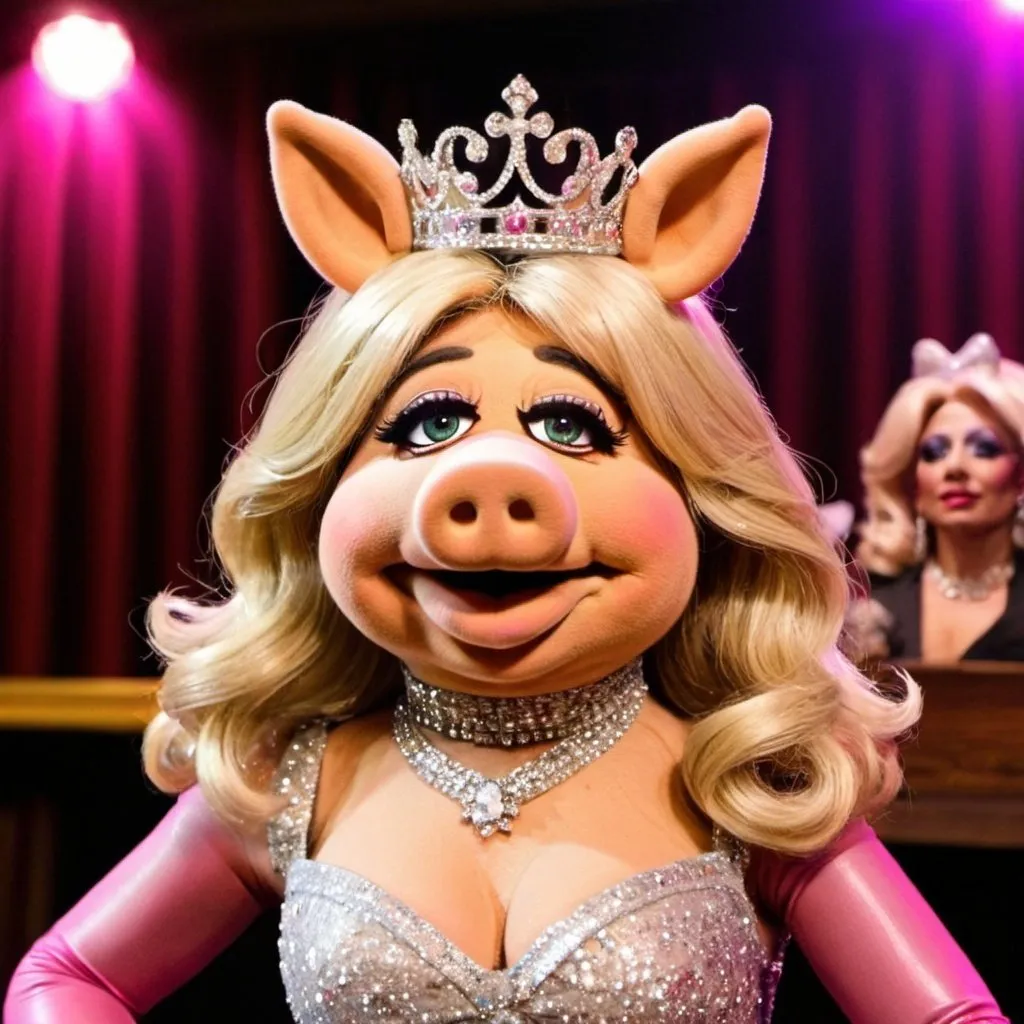 Prompt: Miss piggy as a drag queen 
