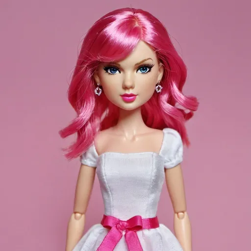 Prompt: Taylor Swift doll with pink hair