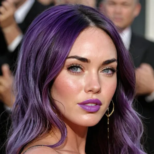 Prompt: Megan Fox with purple hair
