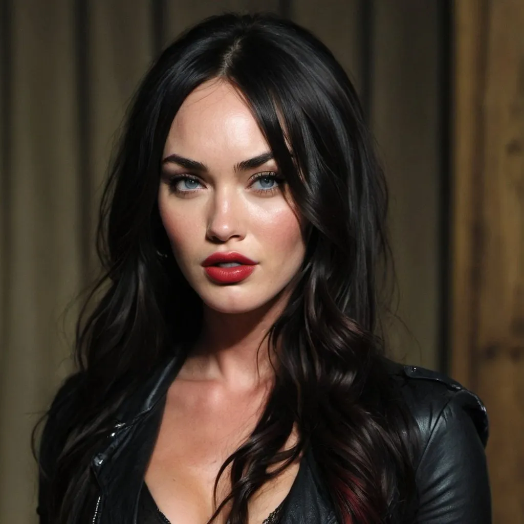 Prompt: Megan Fox as an edgy vampire 