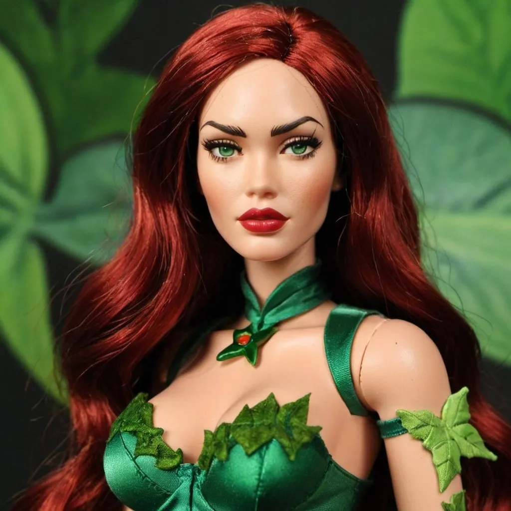 Prompt: Megan Fox as a Poison Ivy doll