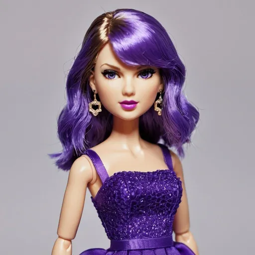 Prompt: Taylor Swift doll with purple hair