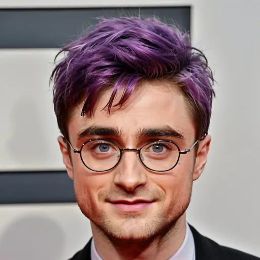 Prompt: Daniel Radcliffe with purple hair