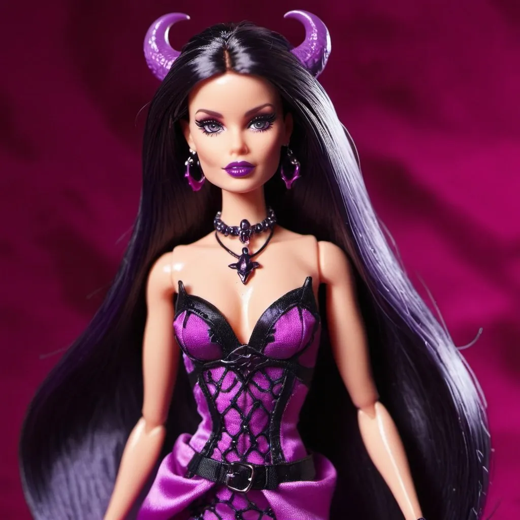 Prompt: Purple succubus Barbie doll