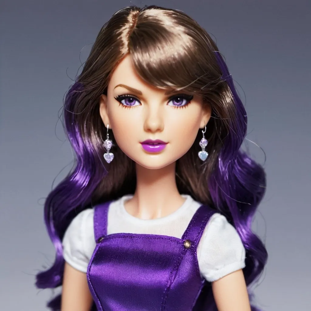 Prompt: Taylor Swift doll with purple hair