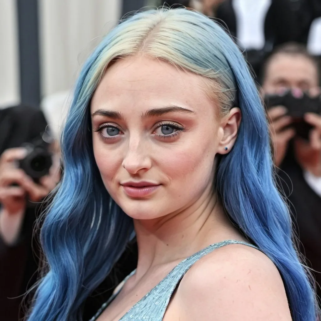 Prompt: Sophie Turner with blue hair