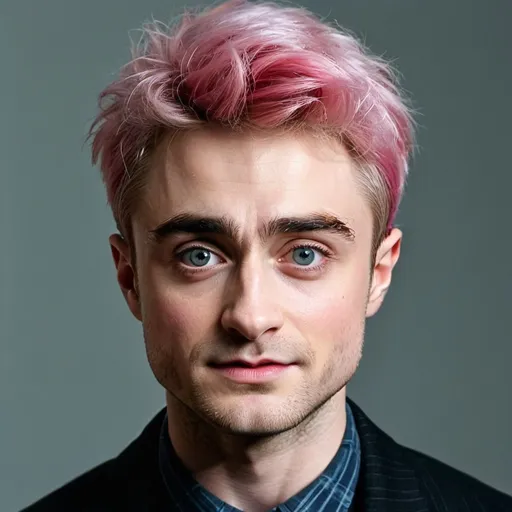 Prompt: Daniel Radcliffe with pink hair
