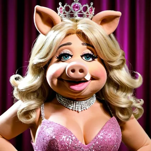 Prompt: Miss piggy as a drag queen 
