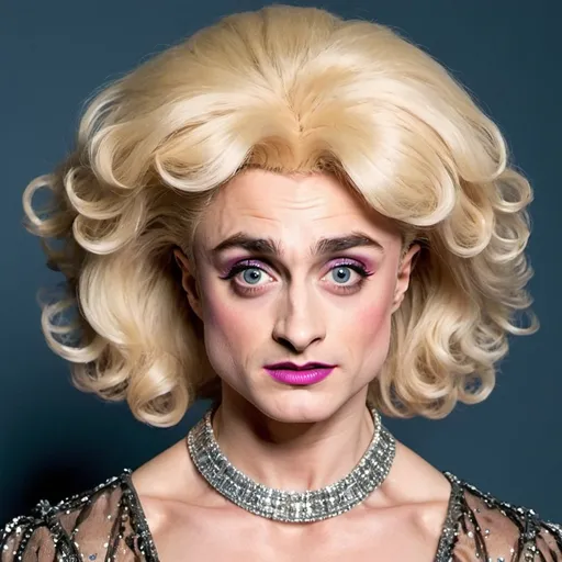 Prompt: Daniel Radcliffe as a drag queen with blonde hair 