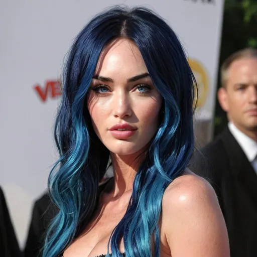 Prompt: Megan Fox with blue hair