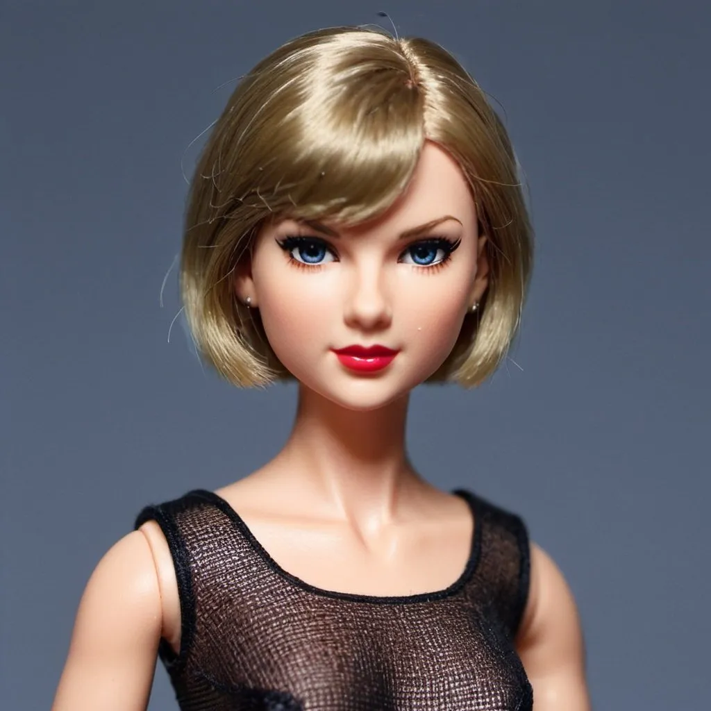 Prompt: Taylor Swift doll with really short hair.