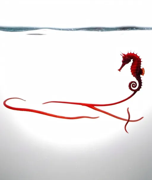 Prompt: Red out one of seahorse with babies seahorses