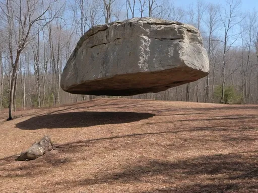 Prompt: Hovering  rock off the ground levitating 